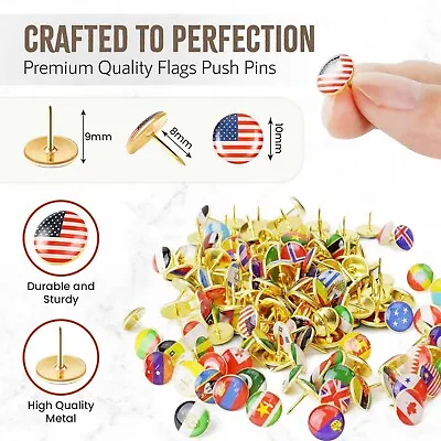 Flag Push Pins World Map - Pin Board Map Pins For Travel Map Large Tacs 200 PIC. • $21.27