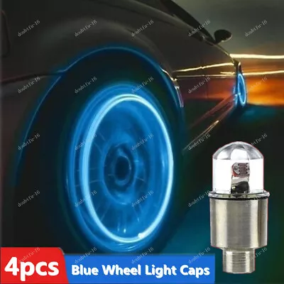 4x Car Auto Wheel Tire Tyre Air Valve Stem Blue LED Light Caps Cover Accessories • $6.36