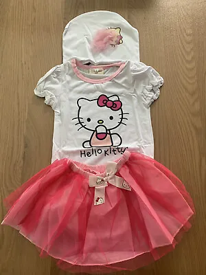 Baby Girl  Hello Kitty  Tutu Dress 3pcs Set Romper +skirt + Hat Outfit 3-18M • $18.95