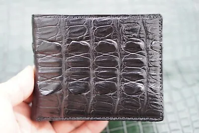 Full Black Crocodile Hornback Real Alligator Leather SKIN Men Bifold Wallet #V50 • $62.90