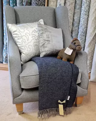 Laura Ashley Addison Chair In Plain Steel Wool Fabric • £825