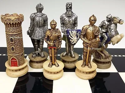 Medieval Times Crusades Gold & Silver Armored Knight Chess Men Set - NO Board • $90