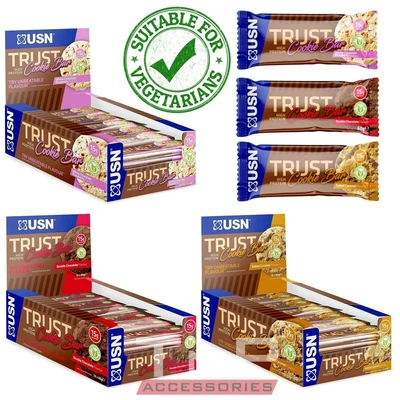 £18.99 • Buy USN Trust Cookie Bar 12x60g Protein Bars Cookies High Protein Low Sugar Fat Bar