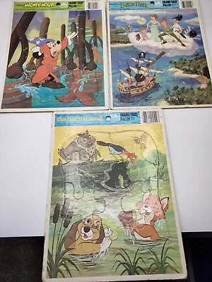 Vintage Walt Disney Frame-Tray Puzzle Peter Pan The Fox &The Hound Mickey Mouse • $10