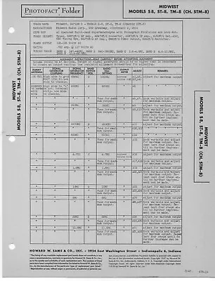 1947 Midwest S8 St-8 Tm-8 Radio Service Manual Photofact Schematic Repair Tube • $10.99