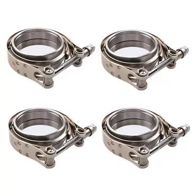 2.5  Inch V-Band Flange&Clamp Kit Male/Female With Ridge Exhaust Stainless 4 Pcs • $38