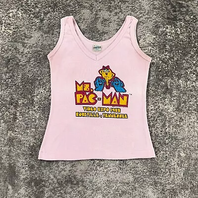 Vintage Ms Pac Man Shirt Tank Top Womens Medium Pink 80s Made USA Single Stitch • $49.98