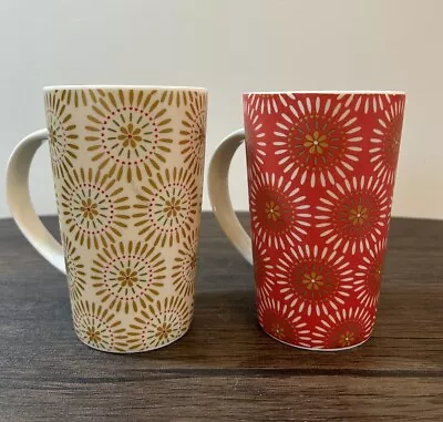 Pair Of Maxwell Williams Flowerburst Design Latte Mugs • £18.99