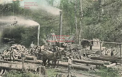 MI Howard City Michigan Logging Scene Lumber Men 1913 PM Gibbs Pub • $9.99