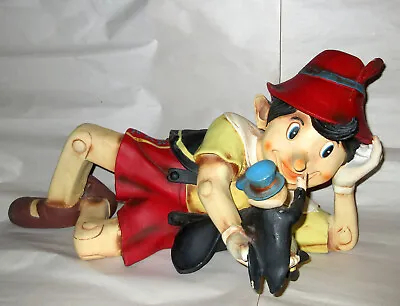 $375 • Buy Vintage 21  Resin Store Display Lounging Pinocchio W Jiminy Cricket Figure