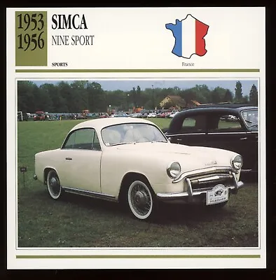 1953 - 1956  Simca  Nine Sport  Classic Cars Card • $4.95