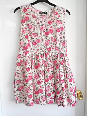 “INTERNACIONALE” BEAUTIFUL ROSE PRINT DRESS & PART NET LINING SIZE 12 To • £6.99