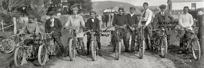 1914 MOTORCYCLE HILLCLIMB RACING LINEUP 12x36 PANO PHOTO HARLEY DAVIDSON INDIAN+ • $26.31