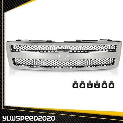 Fit For 2007-2013 Chevy Silverado 1500 Silver Shell Grille Grill Bumper • $105.81