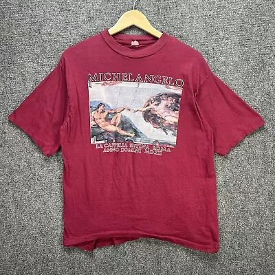 Vintage Michelangelo Shirt Mens Medium Red Art 90s Portrait Painting Rome • $35.95