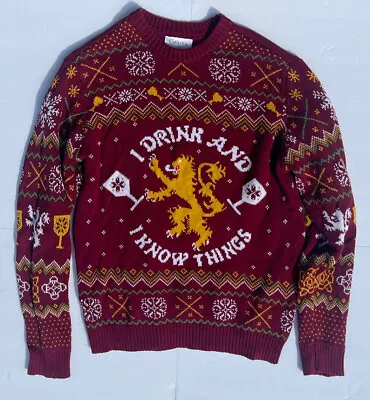 Game Of Thrones: “I Drink And I Know Things” Medium Red Ugly Christmas Sweater • $23.74