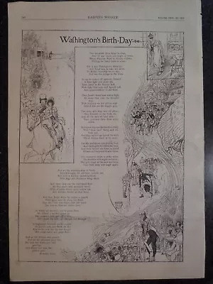 Poem Washington's Birthday By Howard Pyle Victorian Era Art Fashion Style 1882 • $20