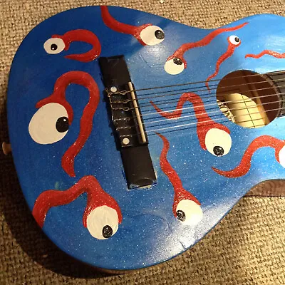 Hand Painted Small Acoustic Guitar Cartoon • £36.99