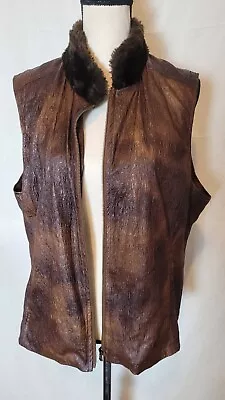 Erin London XL Brown Vest Women's Faux Fur Collar • $10