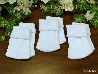 Set 3 WHITE Ribbed DOLL SOCKS Fits 23  MY TWINN DOLL SHOES • $5.98