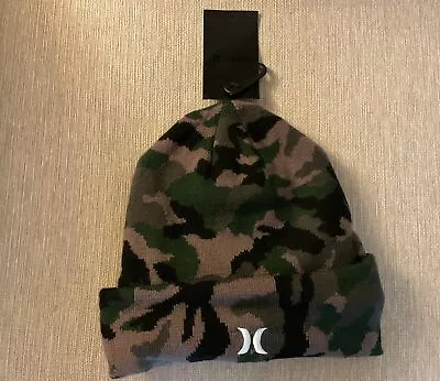 HURLEY Icon Cuffed Camo Beanie Winter Hat Toque Army Green Men's One Size  NEW • $13.50