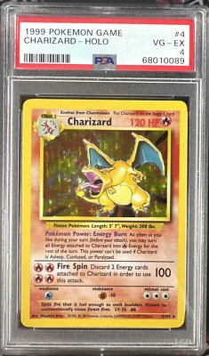 $61 • Buy 1999 Pokemon Game Base Set Charizard #4 Holo Psa 4