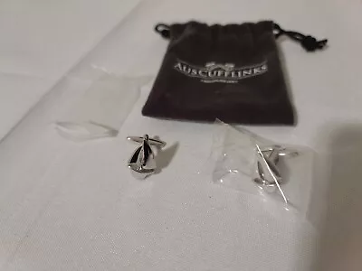 AusCufflinks Silver Sailboat Cufflinks With Pouch • $3.99