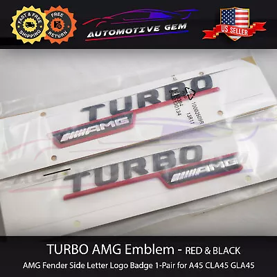 TURBO AMG Emblem Side Fender Red Black Badge Logo Sticker Mercedes CLA45 GLA45 • $23.99