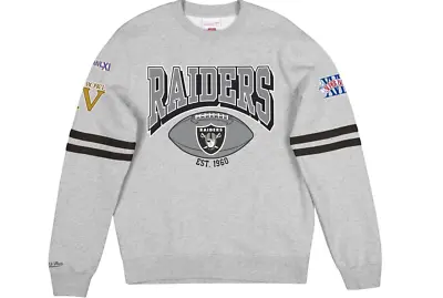 Mitchell And Ness All Over Print Fleece Crew Oakland Raiders Grey Heather • £82.27