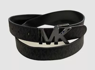 $68 Michael Kors Men's Black Signature Reversible Logo Buckle Belt Size 42 • $21.98