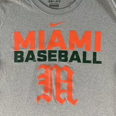 Miami Hurricanes Baseball Men's Nike Dri-Fit S/S Shirt Gray 23546X-DGH • Large • $66.49