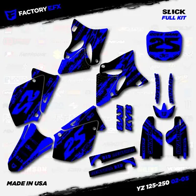 Black & Blue Slick Graphic Kit Fits Yamaha Yz125 Yz250 02-05 Plates YZ 125 250 • $69.99