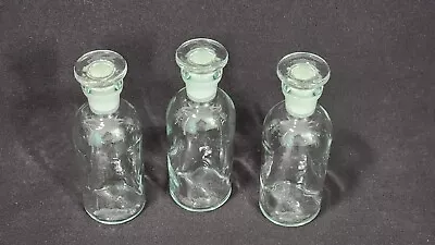 3 Vtg Wheaton 4 Oz. Apothecary/Pharmaceutical/Laboratory Glass Bottles +Stoppers • $19.99