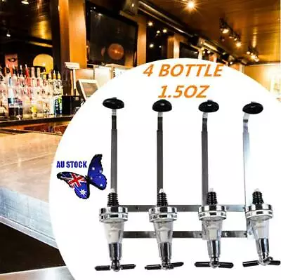 4 Bottle Wall Mounted Dispenser Stand Wine Spirits Steel Bar Pub Butler AU STOCK • $59.99