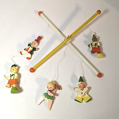 Vintage Imri Baby Crib Mobile Italy Circus Theme Hand Painted PARTS ONLY • $20