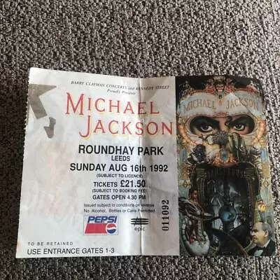 Michael Jackson Ticket Roundhay Park Leeds 16/08/92 Dangerous Tour #011092 • £23