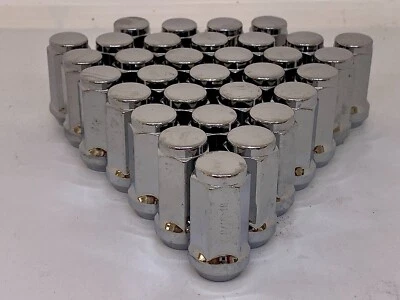 $88 • Buy 32 Chrome Bulge Acorn Wheel Nuts  45m Tall 1987-1998 Ford F-250 F-350 9/16-18