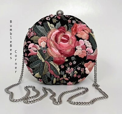 $55 • Buy ZARA Mini Shoulder Bag EMBROIDERED Round Clutch Box BEADED HandBag NWT 6622/304