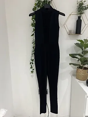 Missguided Black Jumpsuit Mesh Middle Size 10 • £10