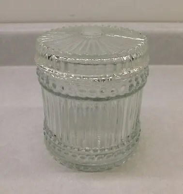 Vintage Clear Glass Covered Jar 4 3/4  Tall Candy Tobacco Jar • $8