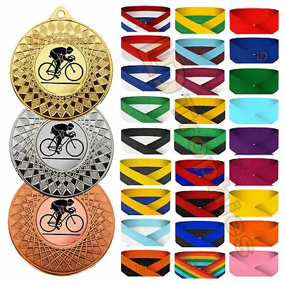 Cycling Medals & Ribbons Cycling Medal Packs Various Sizes & Colours Biking • £14.50