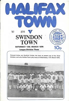 Halifax Town V Swindon Town 1975-76 • £1.65