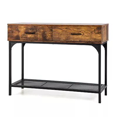 Console Table Display Stand Buffet Table Foyer Table W/Wide Tabletop Rustic • $89.99