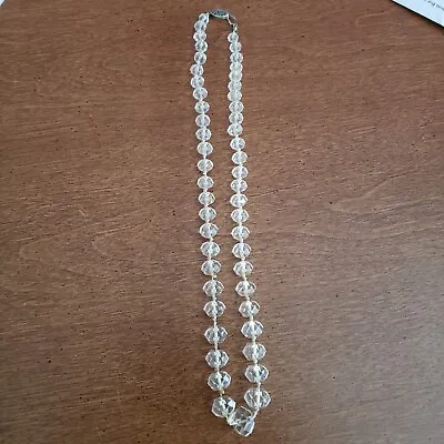 Vintage Art Deco 17  Graduated Faceted Crystal Bead Choker Necklace W/Clasp • $12