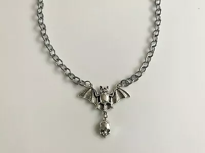 Bat Skull Pendant Chain Necklace Jewelry Goth Punk Rock Men Women Devil • $15