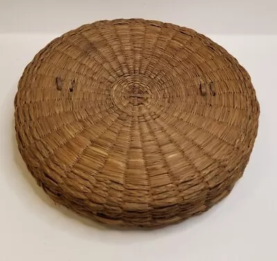 Antique PASSAMAQUODDY Maine NATIVE AMERICAN Sweetgrass Splint Basket With Lid • $45