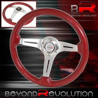 For Chevy Drift Drag Steering Wheel Red Wood Aluminum Center Steering Wheel • $67.99