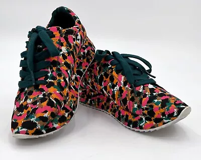 Zara Shoes Womens 35 Multicolor Leopard Satin Sneakers Lace Up • $15.39