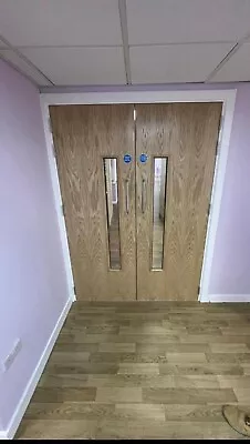 Branded Internal Plywood Glazed Fire Rated Door FD30 With Fire Proof Glass • £1