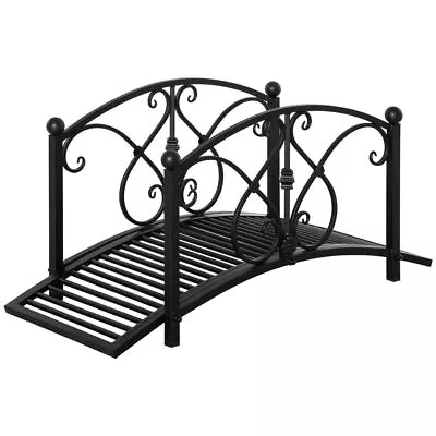 Decorative Garden Bridge Classic Footbridge W/ Safety Rails For Creek Stream • £91.99